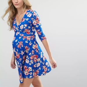 ASOS Maternity NURSING Wrap Dress in Blue Floral